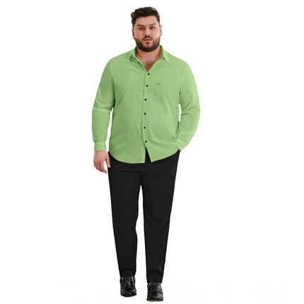 Rosolly Mens Casual Cotton Solid Full Sleeve Shirt (Pista)