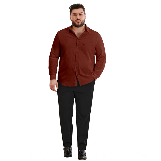 Rosolly Mens Casual Cotton Solid Full Sleeve Shirt (Maroon)