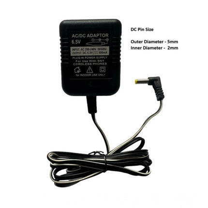 Rosolly 6.5V 500mA DC Power Adapter Power Supply AC Input 200-240 V for Toys- Cordless Phones- FM Radio- Other Electronic - IT Gadgets (Black)