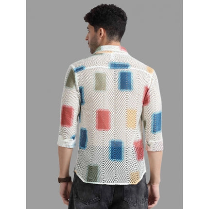 Rosolly Men's Cotton Knit Printed Full Sleeve Shirt (Multicolor)