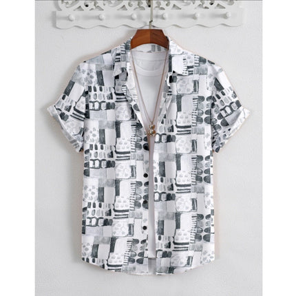Rosolly Men's Popcon Lycra Printed Half Sleeve Shirt (Black)