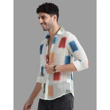 Rosolly Men's Cotton Knit Printed Full Sleeve Shirt (Multicolor)