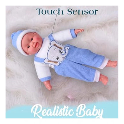 Rosolly Plastic Happy Baby Laughing Musical Boy Doll With Touch Sensors - Sound Ideal Gift For Kids (Multicolor )