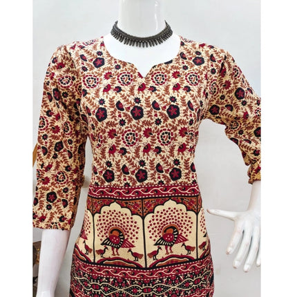 Rosolly Women's Cotton Jaipuri Printed 3-4th Sleeve Co ord Set (Multicolor)