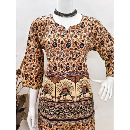 Rosolly Women's Cotton Jaipuri Printed 3-4th Sleeve Co ord Set (Multicolor)