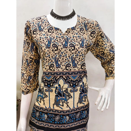 Rosolly Women's Cotton Jaipuri Printed 3-4th Sleeve Co ord Set (Multicolor)