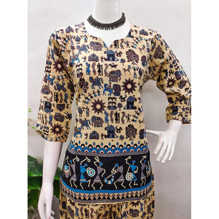 Rosolly Women's Cotton Jaipuri Printed 3-4th Sleeve Co ord Set (Multicolor)