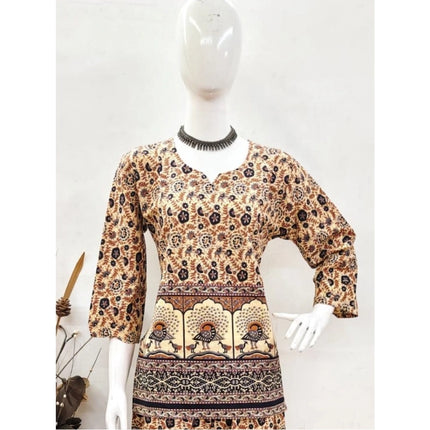 Rosolly Women's Cotton Jaipuri Printed 3-4th Sleeve Co ord Set (Multicolor)