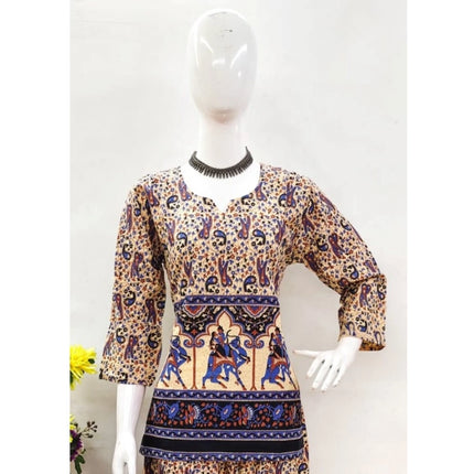 Rosolly Women's Cotton Jaipuri Printed 3-4th Sleeve Co ord Set (Multicolor)