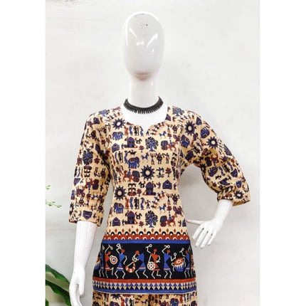 Rosolly Women's Cotton Jaipuri Printed 3-4th Sleeve Co ord Set (Multicolor)