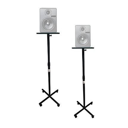 Rosolly Speaker Stand with Trolley, Heavy Duty, Adjustable Height, Locking Caster Wheels, Set of 2